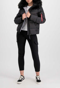 Alpha Industries Hooded Alpha Frauen Pufferjacke Black