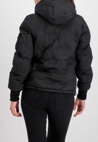 Alpha Industries Hooded Logo Frauen Pufferjacke Black