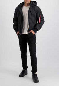 Alpha Industries Hooded Logo Pufferjacke Black