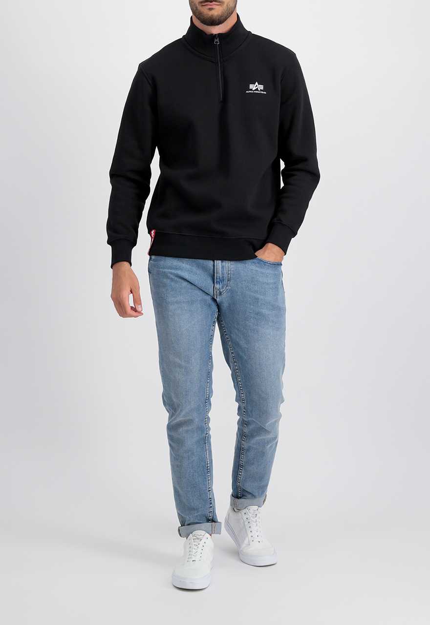 Alpha Industries Half Zip Sweater Black - Soulsideshop