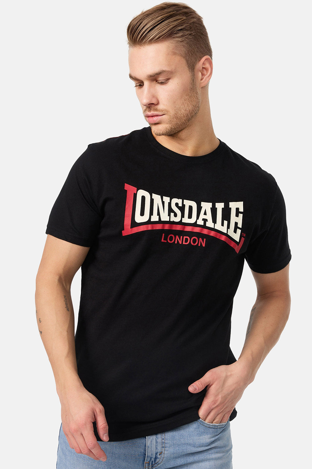 Lonsdale Tow Tone T-Shirt Black