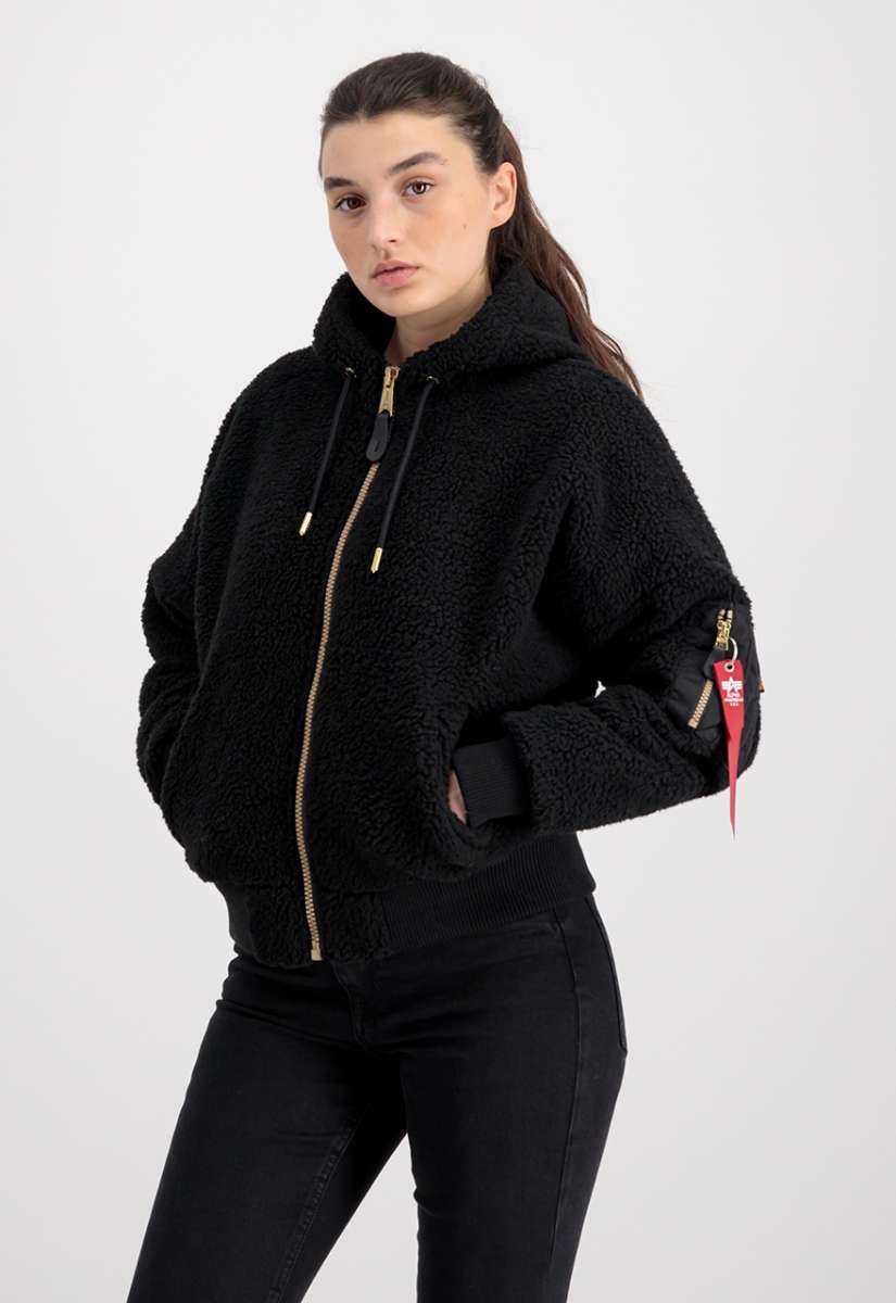 Alpha Industries MA-1 OS Hooded Teddy Frauen Bomberjacke Black