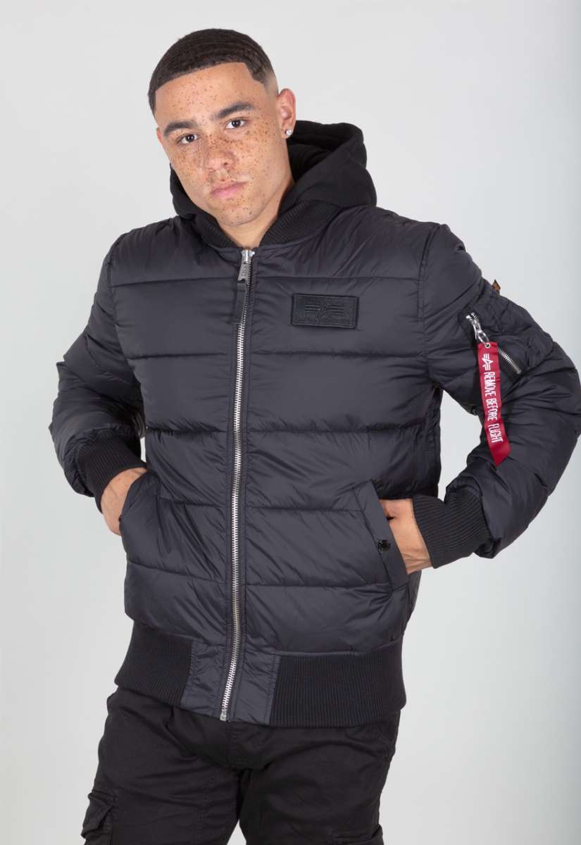 Alpha Industries MA-1 ZH Back Print Puffer Jacke Black