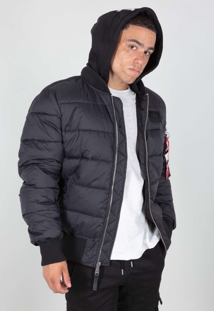 Alpha Industries MA-1 ZH Back Print Puffer Jacke Black