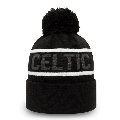 New Era Celtic Pom Knit Beanie Black White