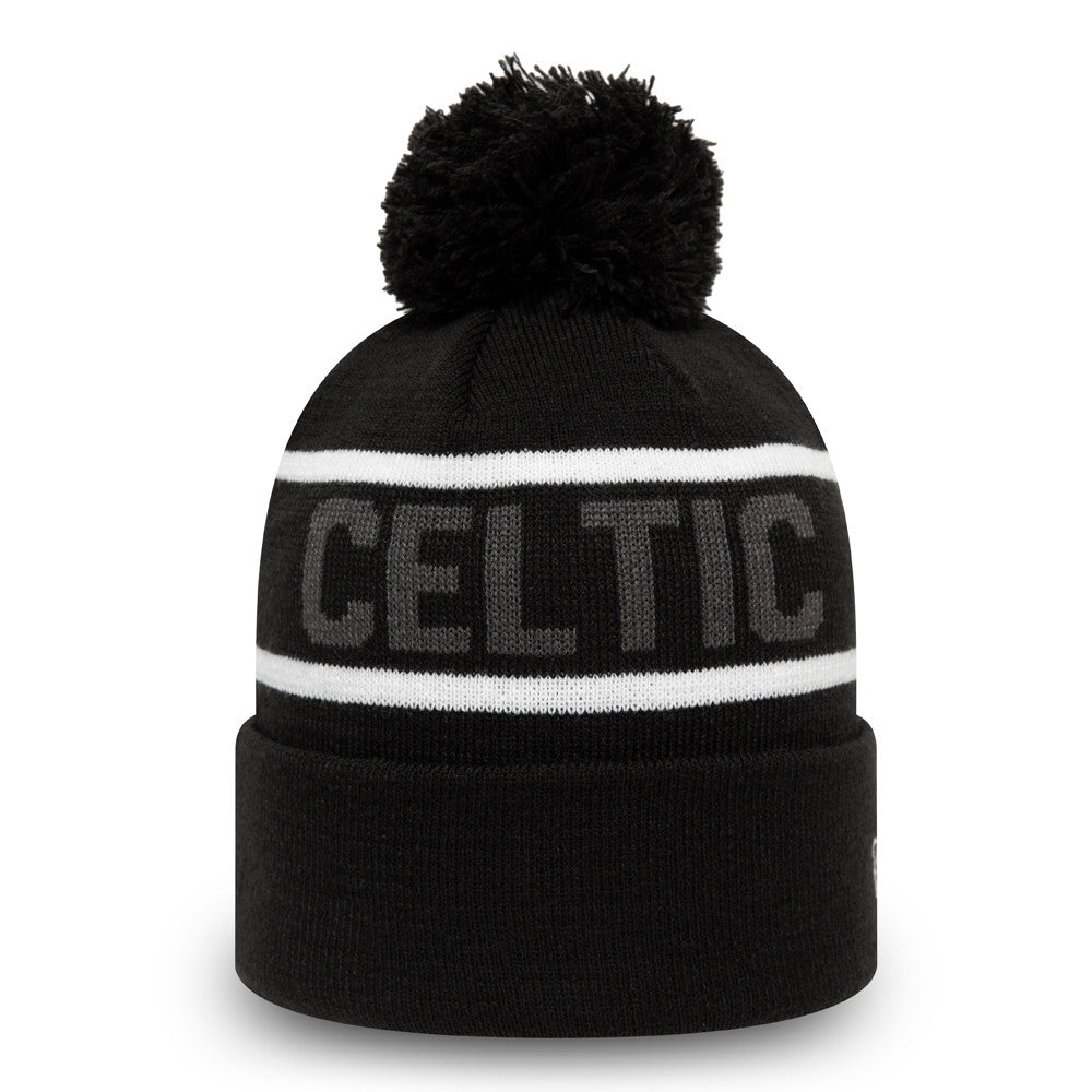 New Era Celtic Pom Knit Beanie Black White