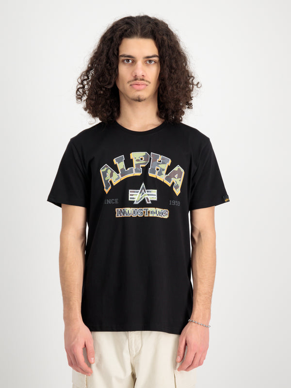 Alpha Industries College Camo T-Shirt Black - Soulsideshop