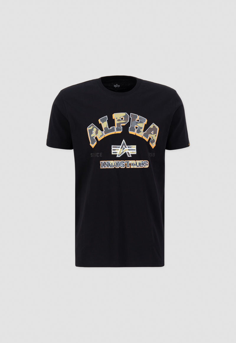 Alpha Industries College Camo T-Shirt Black - Soulsideshop