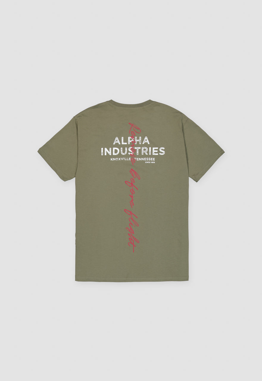 Alpha Industries Signature Back Print T-Shirt sage green - Soulsideshop
