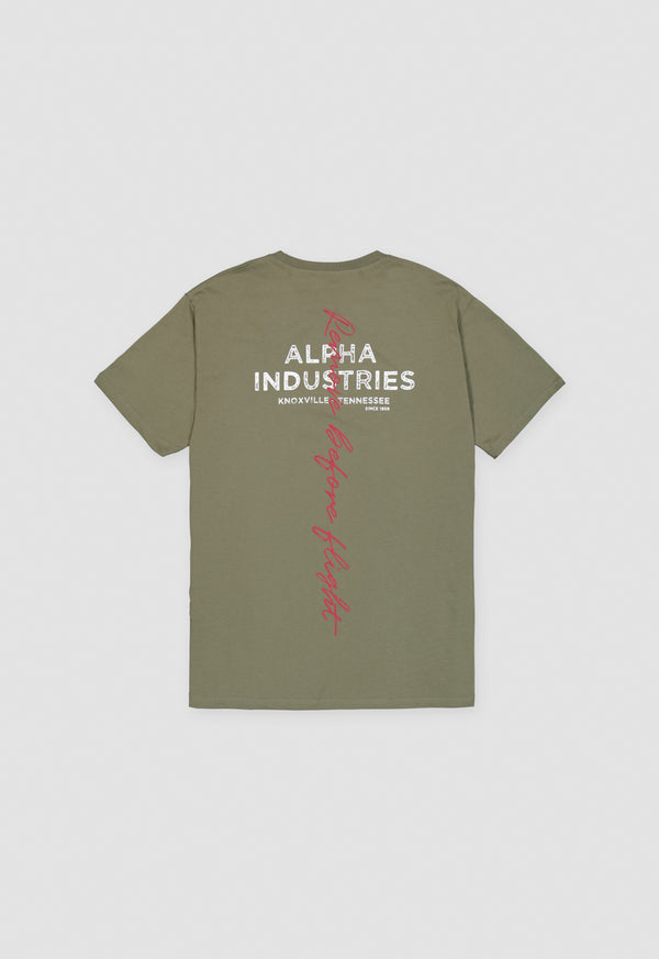 Alpha Industries Signature Back Print T-Shirt sage green - Soulsideshop