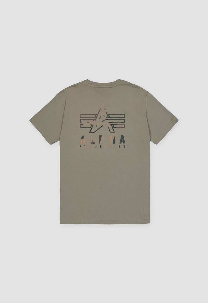 Alpha Industries Camo Logo Puff Print Back Print T-Shirt  Olive - Soulsideshop
