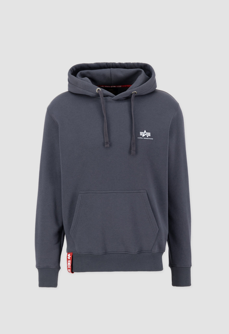 Alpha Industries Basic Hoodie Small Logo Grey/Black - Soulsideshop