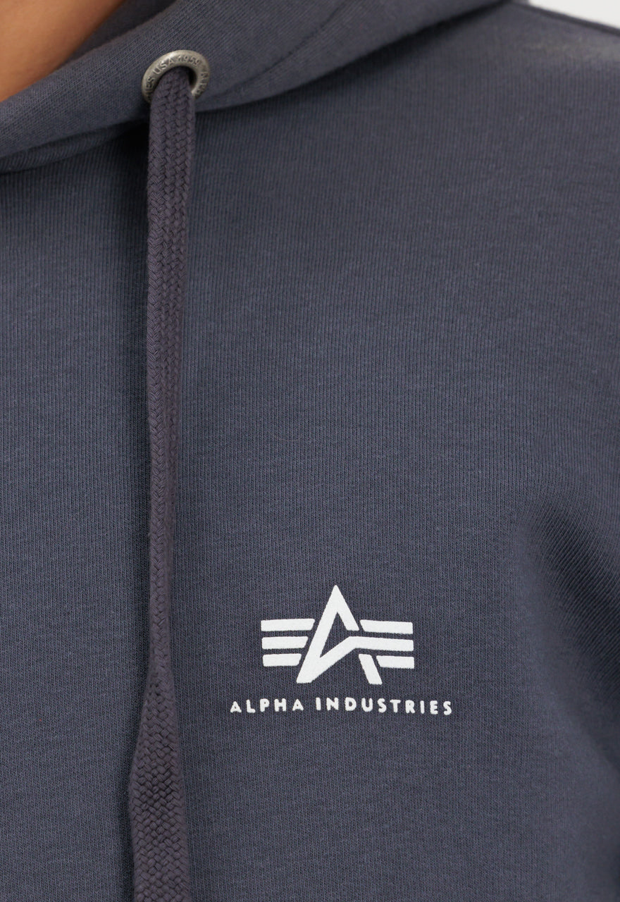 Alpha Industries Basic Hoodie Small Logo Grey/Black - Soulsideshop