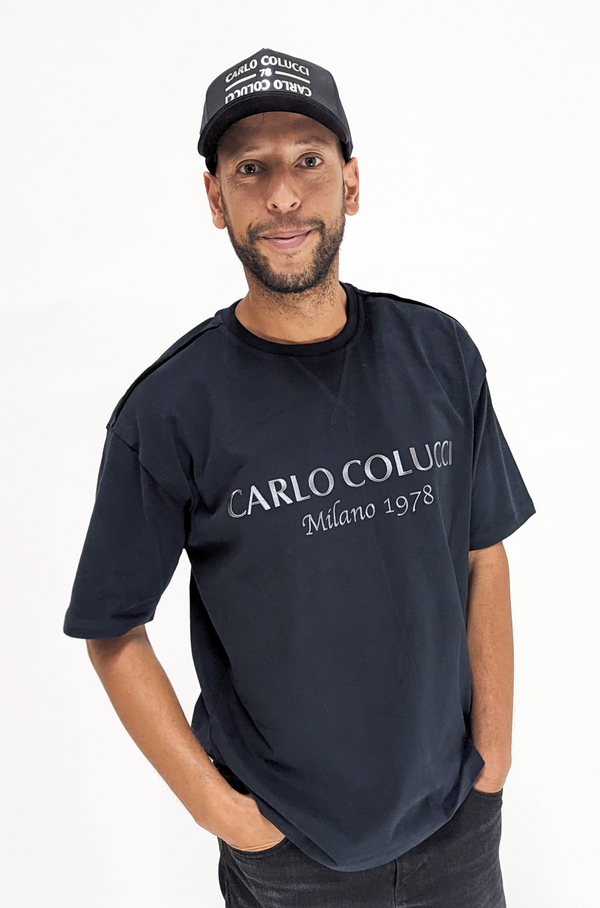 Carlo Colucci Oversized-Shirt Basic Logo Unicolor Black