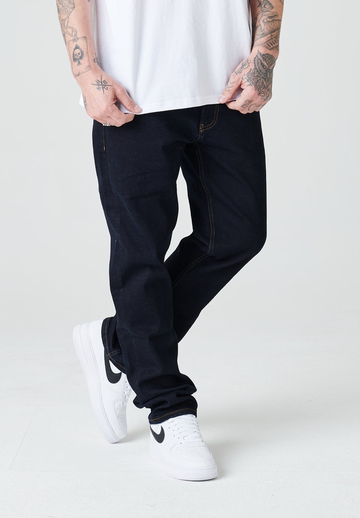 2Y Premium Basic Straight Fit Denim Jeans Raw Black