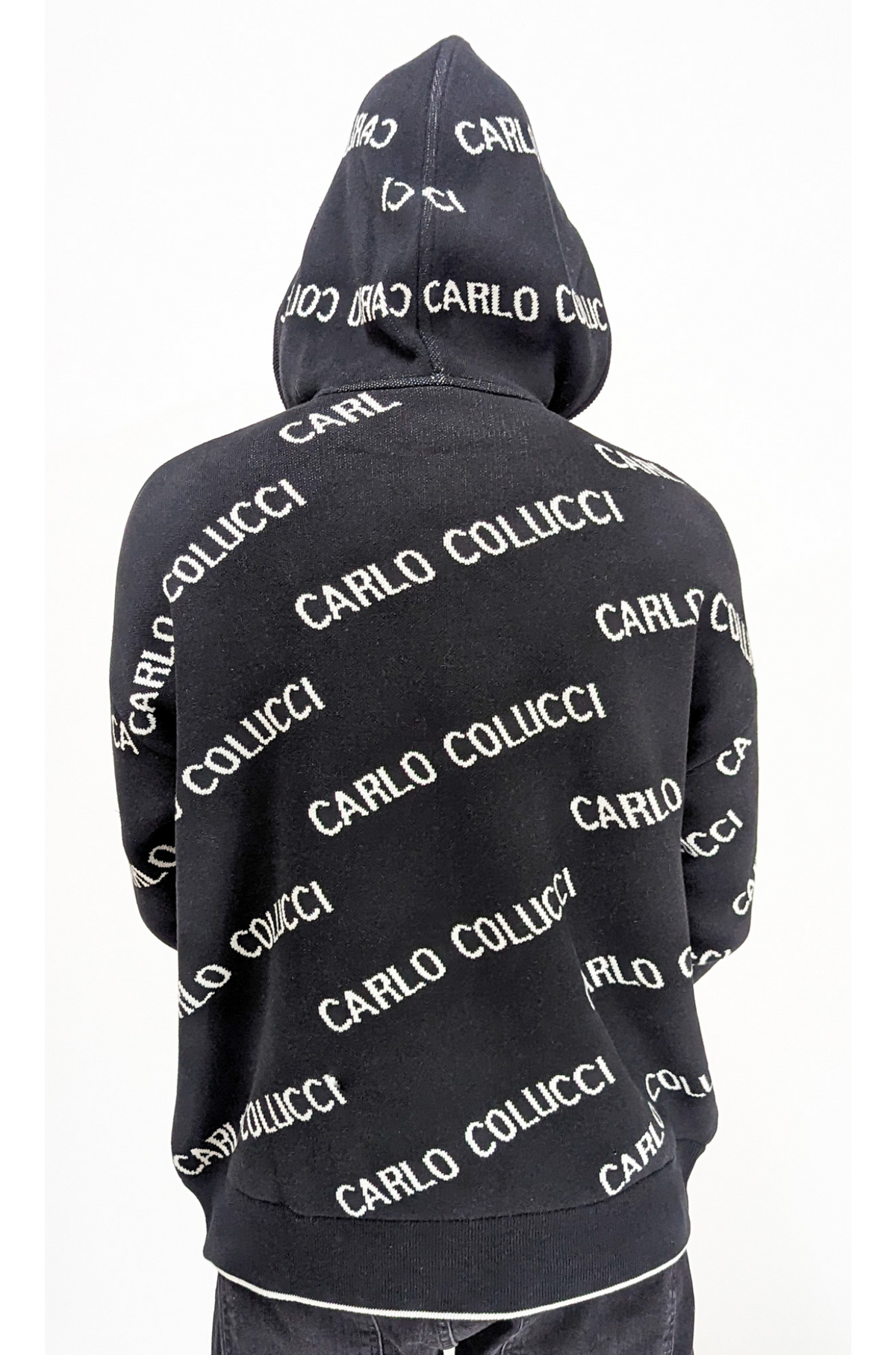 Carlo Colucci All Over Logo Knitted Hoody Black