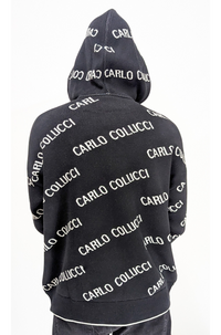 Carlo Colucci All Over Logo Knitted Hoody Black