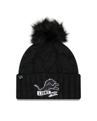 New Era NFL Detroit Lions Pom Knit Beanie Black