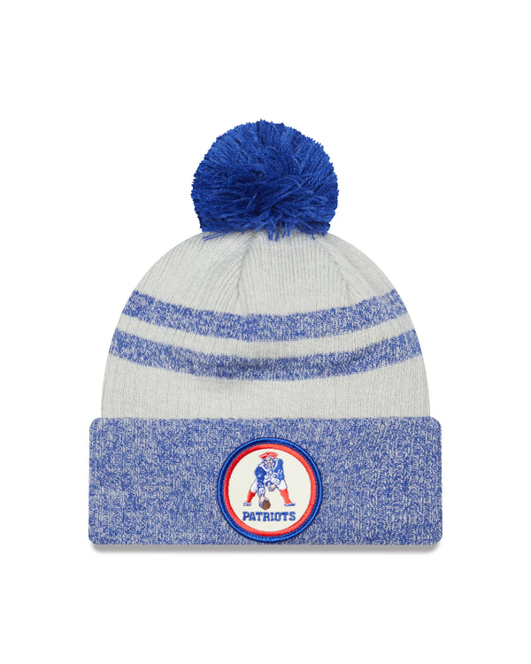 New Era NFL Patriots  Pom Knit Beanie Blue