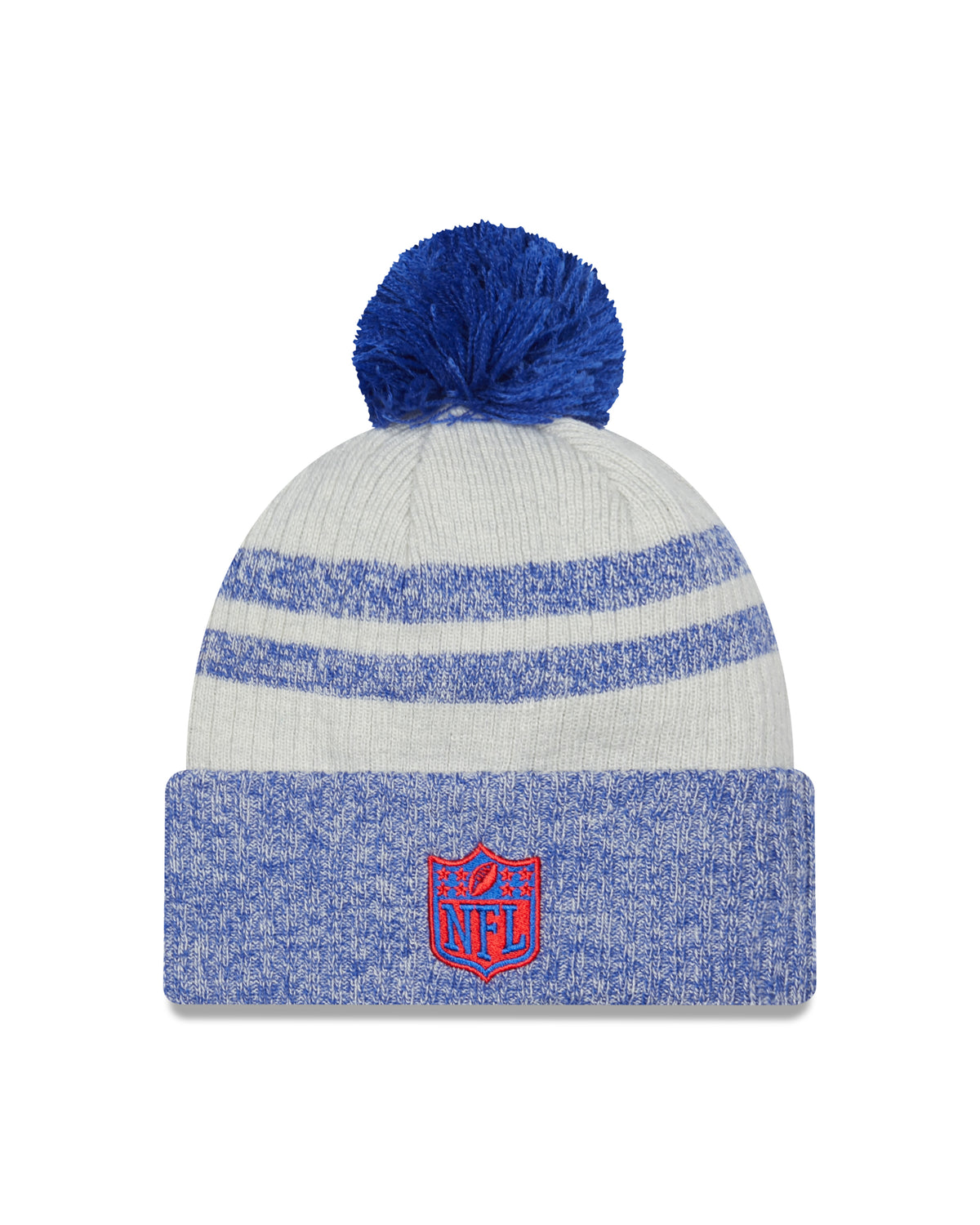 New Era NFL Patriots  Pom Knit Beanie Blue