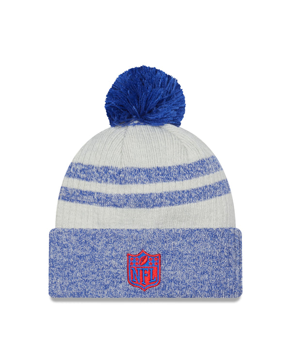 New Era NFL Patriots  Pom Knit Beanie Blue