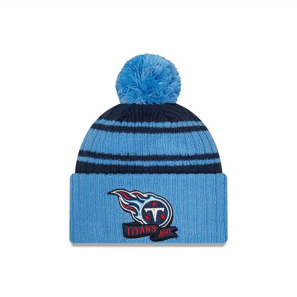 New Era Tennessee Titans Pom Knit Beanie Blue