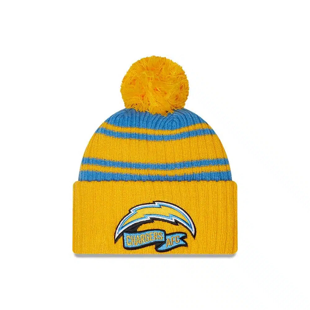 New Era Los Angeles Chargers Pom Knit Beanie Yellow