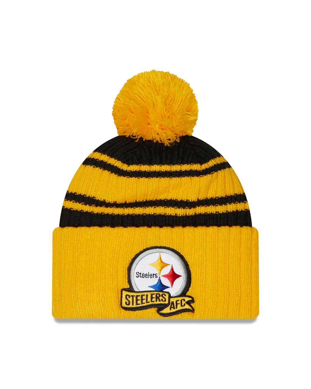 New Era NFL Pittsburgh Steelers Pom Knit Beanie Yellow