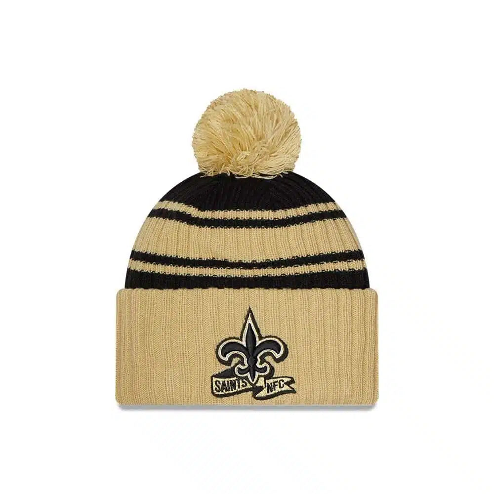 New Era NFL New Orleans Saints Pom Knit Beanie Creme Black