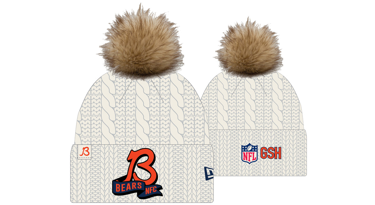 New Era NFL Bears Pom Knit Beanie Creme
