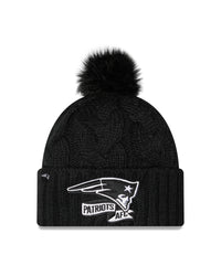 New Era NFL New England Patriots Pom Knit Beanie Black