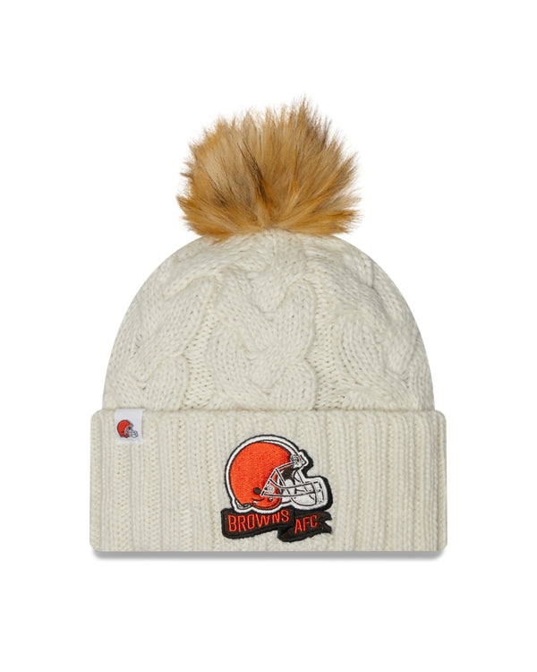 New Era NFL Cleveland Browns Pom Knit Beanie Creme