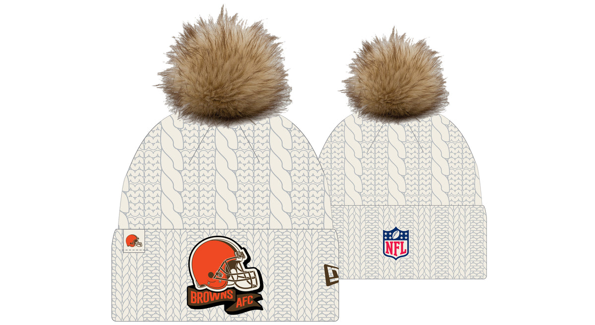 New Era NFL Cleveland Browns Pom Knit Beanie Creme