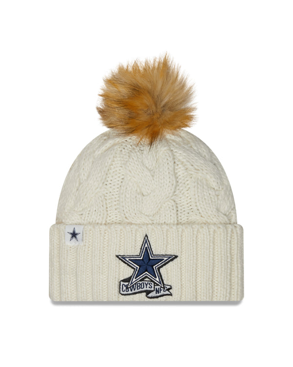 New Era Dallas Cowboys Pom Knit Beanie Creme