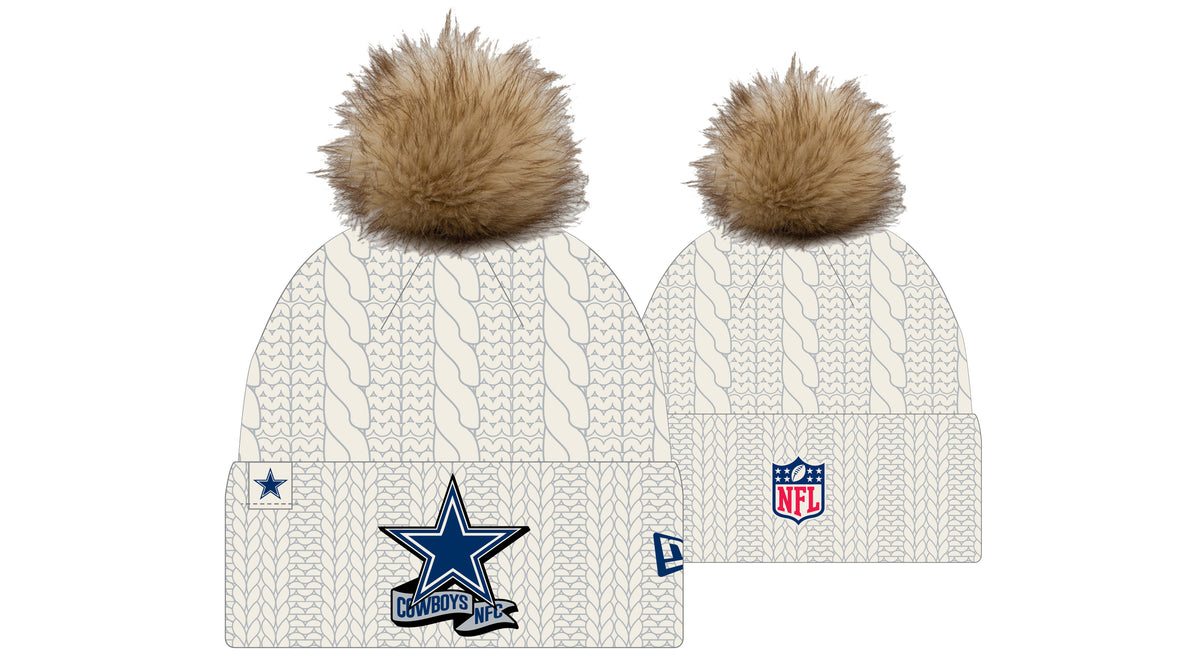 New Era Dallas Cowboys Pom Knit Beanie Creme