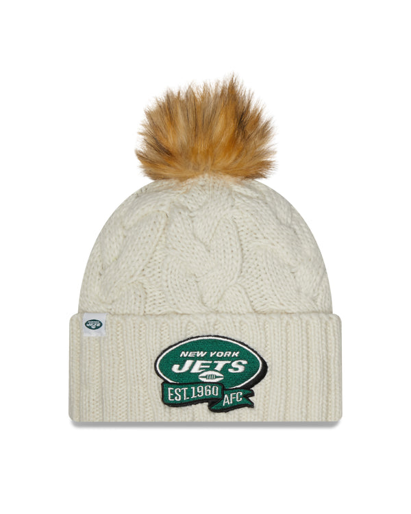 New Era NFL New York Jets Pom Knit Beanie Creme