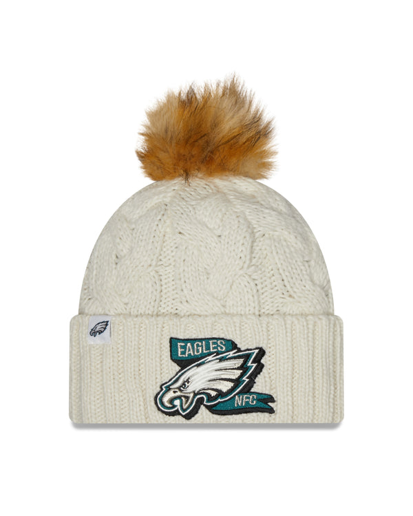 New Era NFL Philadelphia Eagles Pom Knit Beanie Creme