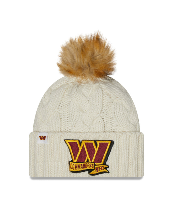 New Era NFL Washington Commanders Pom Knit Beanie Creme