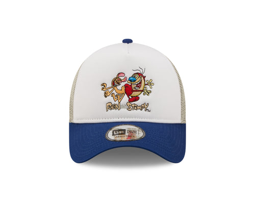 New Era Ren und Stimpy Blue A-Frame Trucker Cap White/Blue/Beige