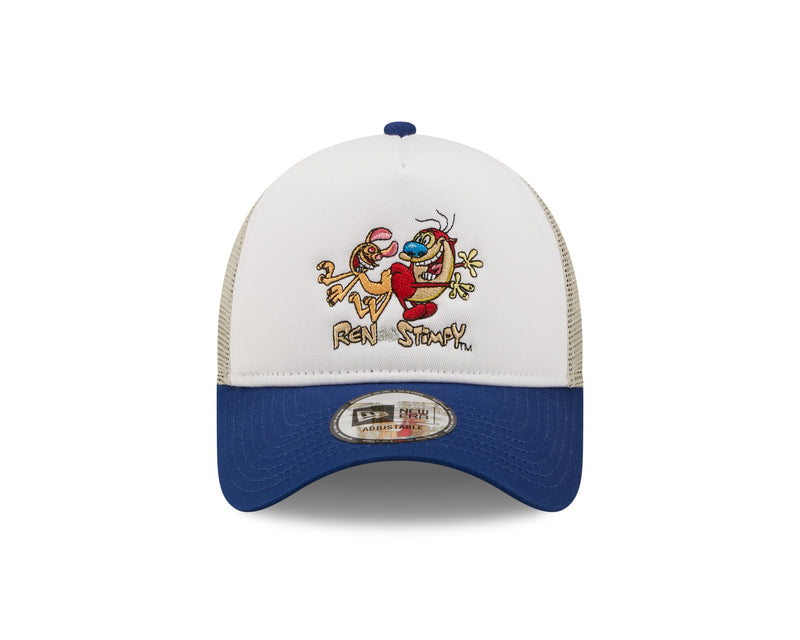 New Era Ren und Stimpy Blue A-Frame Trucker Cap White/Blue/Beige