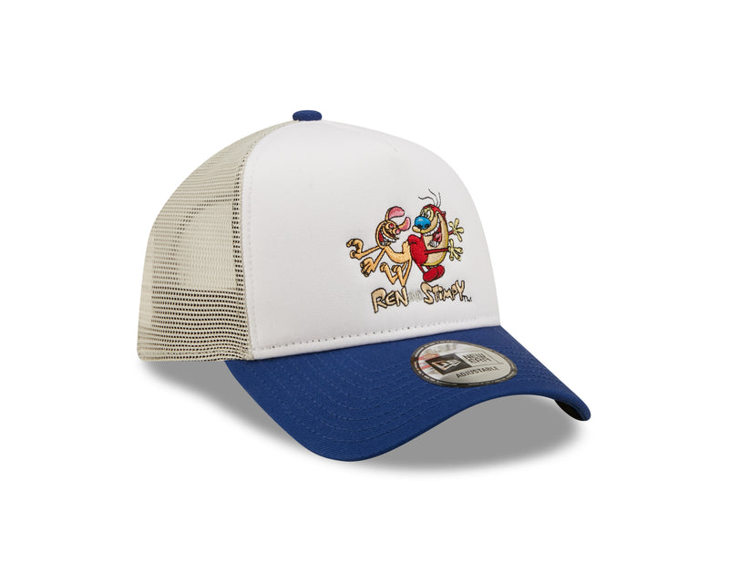 New Era Ren und Stimpy Blue A-Frame Trucker Cap White/Blue/Beige