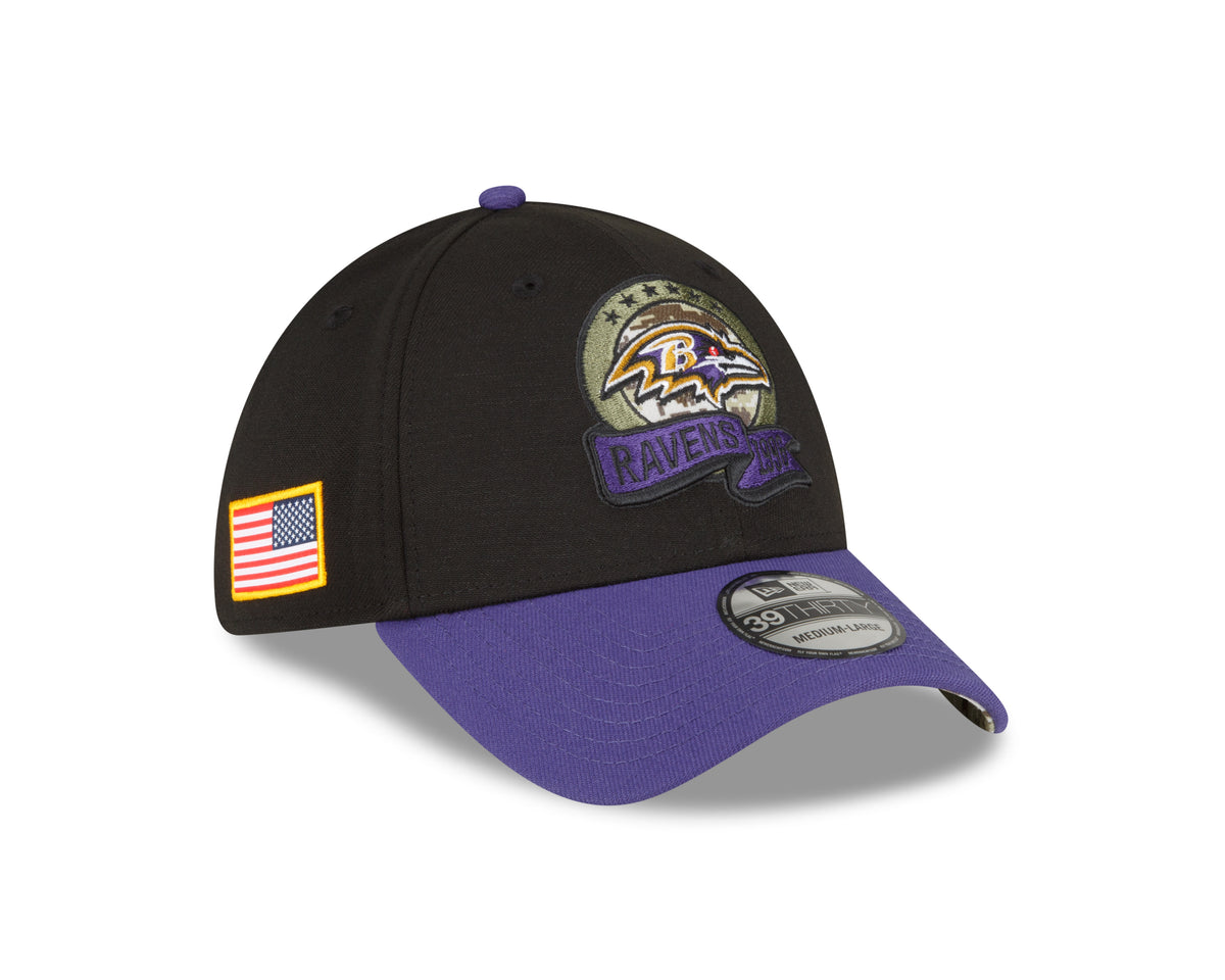 New Era BALTIMORE RAVENS NFL Salute to Service 39THIRTY Stretch Fit Cap Black/ Purple