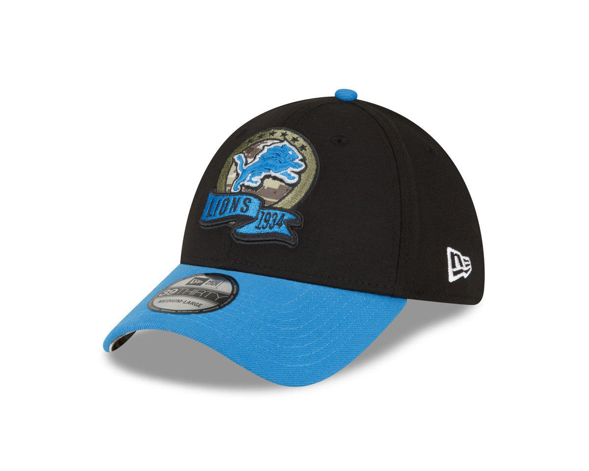 New Era DETROIT LIONS NFL Salute to Service 39THIRTY Stretch Fit Cap Black/ Blue