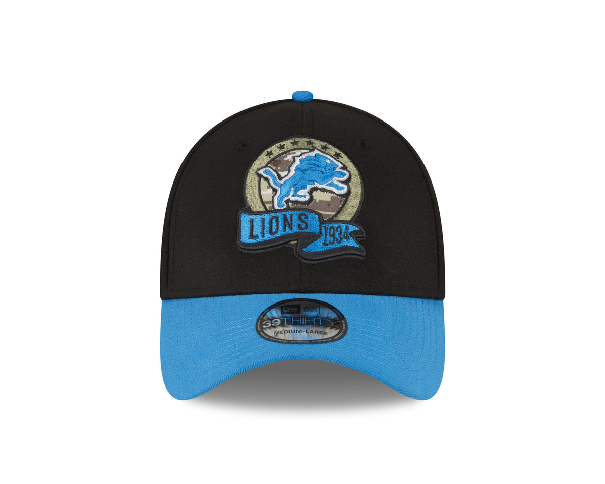 New Era DETROIT LIONS NFL Salute to Service 39THIRTY Stretch Fit Cap Black/ Blue