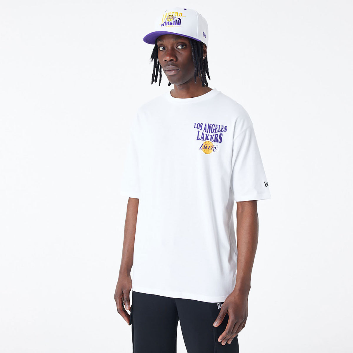 New Era LA Lakers NBA Script Oversized T-Shirt White