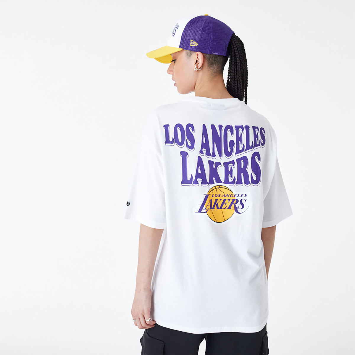 New Era LA Lakers NBA Script Oversized T-Shirt White