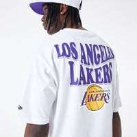 New Era LA Lakers NBA Script Oversized T-Shirt White