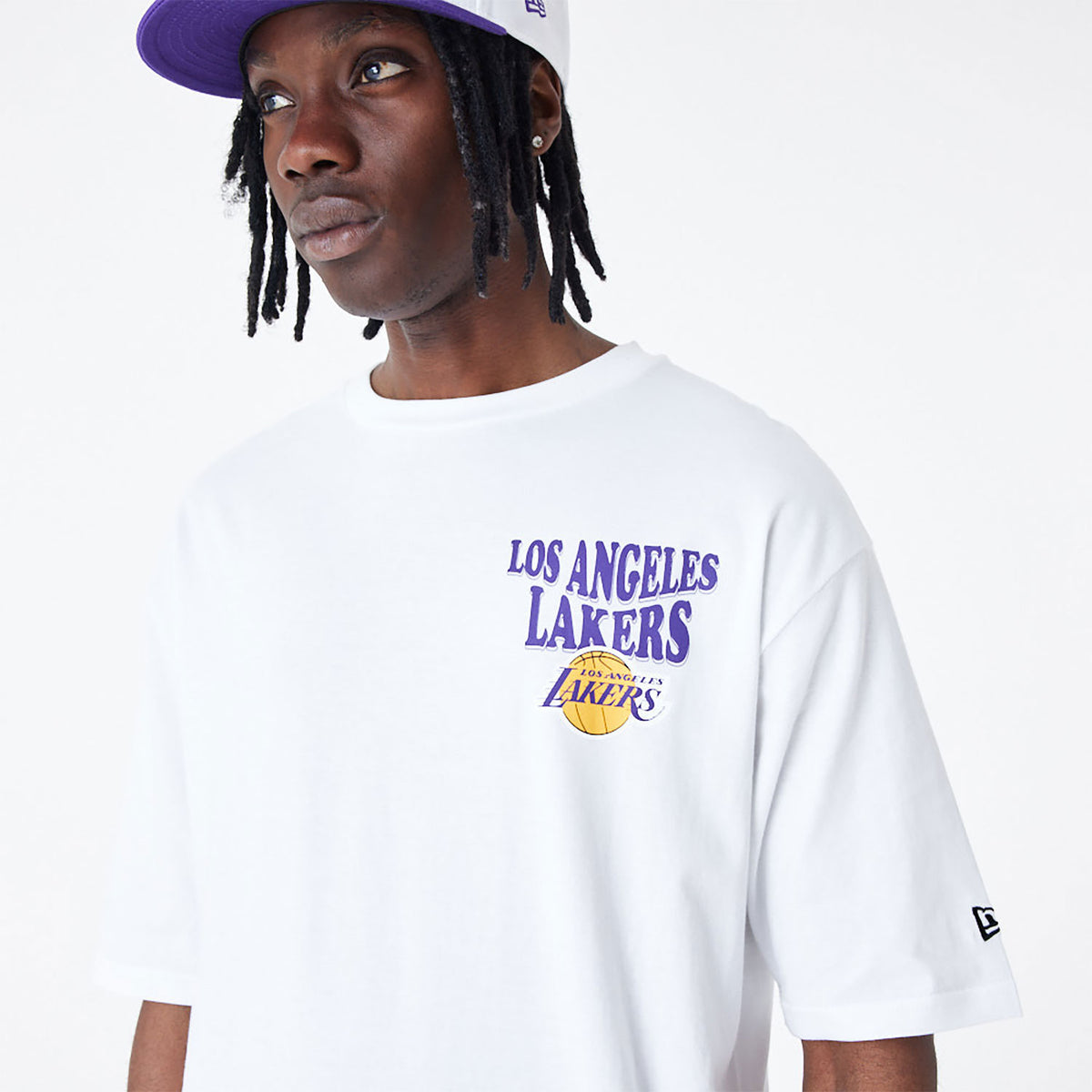 New Era LA Lakers NBA Script Oversized T-Shirt White