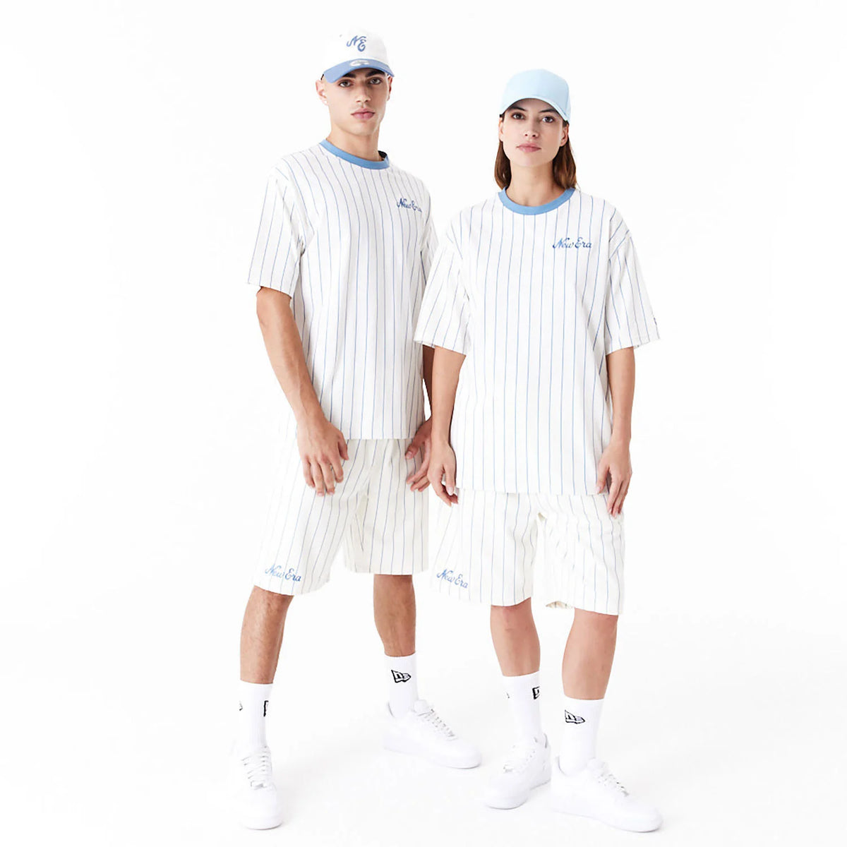 New Era Pinstripe Oversized T-Shirt White - Soulsideshop