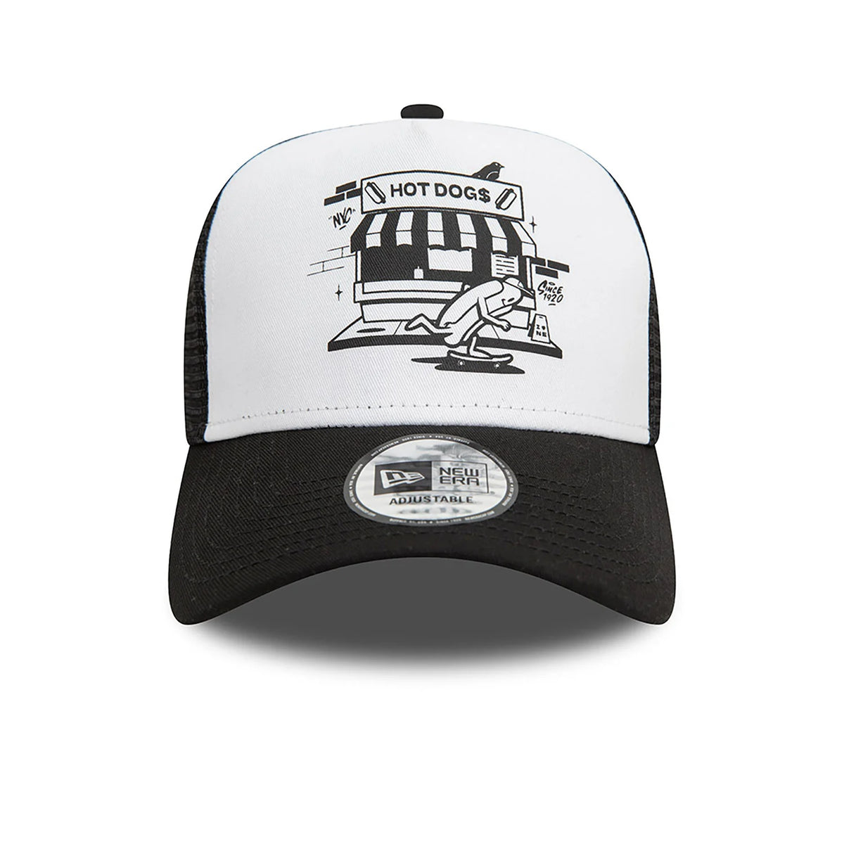 New Era Hot Dog Graphic A-Frame Trucker Cap Black - Soulsideshop